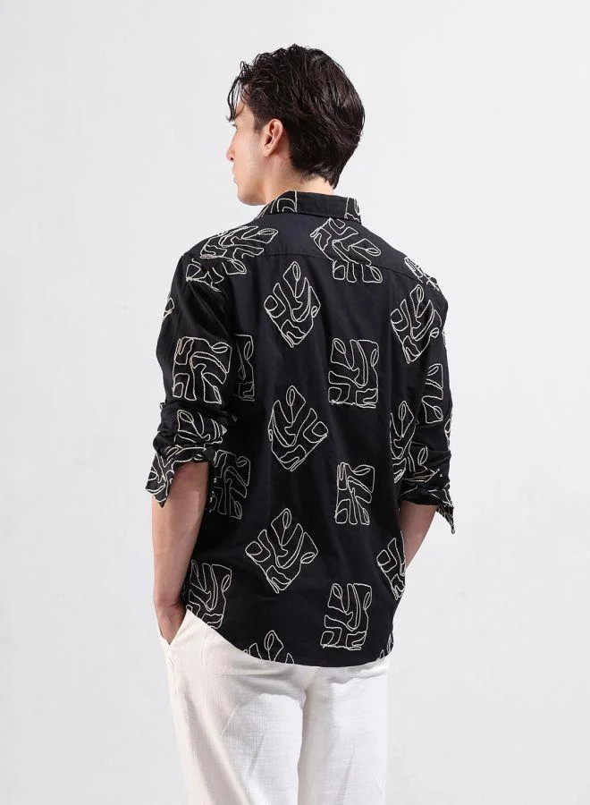 شركة المرآب الهندية Men Relaxed Fit Textured Cutaway Collar Full Sleeves Shirt