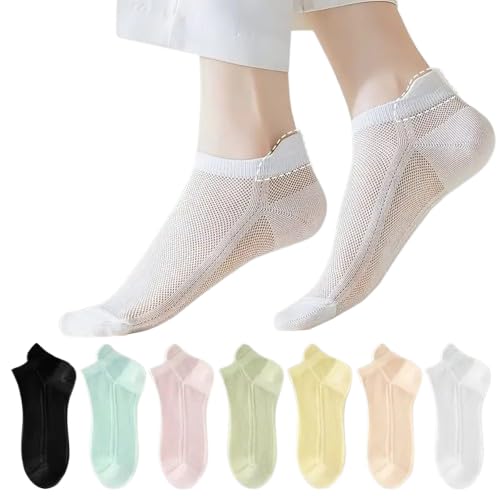 REIL RAID 7 Pairs Men & Women’s Pastel Candy Color Ankle Socks - Breathable Mesh, Heel Protection, Comfort Fit, Casual Wear Socks, Playful Sock Design, Soft Texture Socks - Image 1