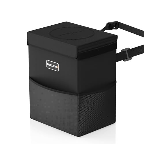 Beicarin Car Trash Can with Lid - Trash Bag Hanging with Storage Pockets Leak-Proof Organizer Collapsible and Portable Waterproof Garbage Bin, 2.2 Gallons Multipurpose Trash Bin for Car - Image 1