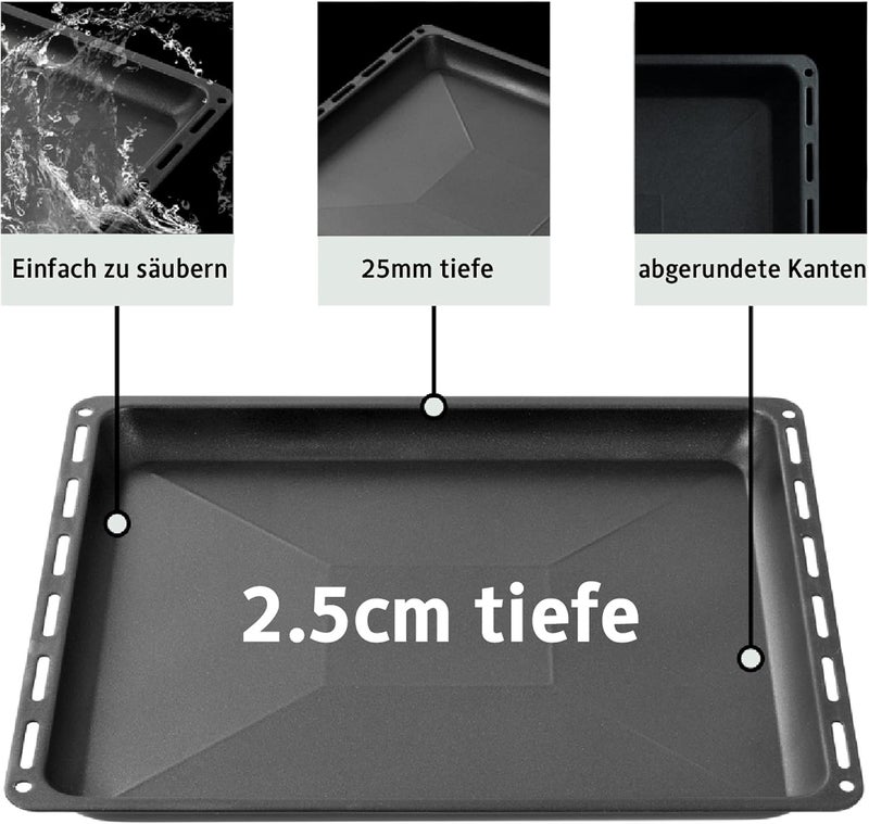 ICQN صينية خبز مقاسات 445 × 375 مم بطبقة غير لاصقة، مناسبة لأفران Whirlpool، Ignis، Bauknecht، Indesit، Algor، Neckermann، Lloyds؛ مقاس 44.5 × 37.5 × 2.5 سم. - Image 3