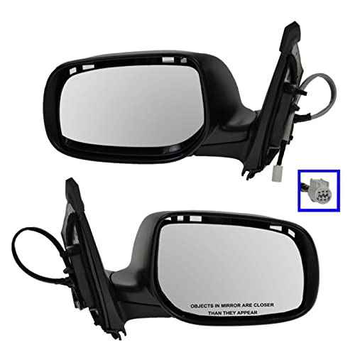 TRQ 2 Piece Driver and Passenger Side Mirror Assembly Set Electric Adjustment Heated No Memory Textured Compatible with 2009-2013 Toyota Corolla TO1320247 TO1320261 TO1321247 TO1321261 - Image 1