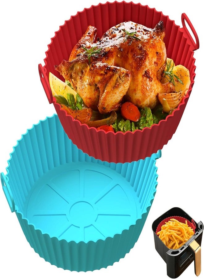 Fuelbyte 2 Pcs Silicone Air Fryer Accessories Set Includes Basket Bowl Baking Tray Air Fryer Liners Cake Moulds Tray Liner for Baking Roasting Frying - Image 1