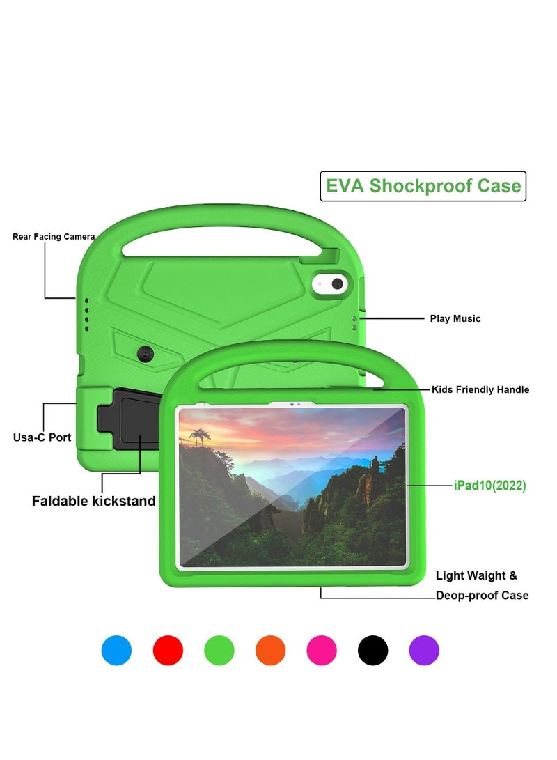 GULFLINK Lightweight Kids Friendly Shockproof Handle Stand Cover Case for ipad 10th 10.9 inch 2022（A2757/A2777）Green - Image 2