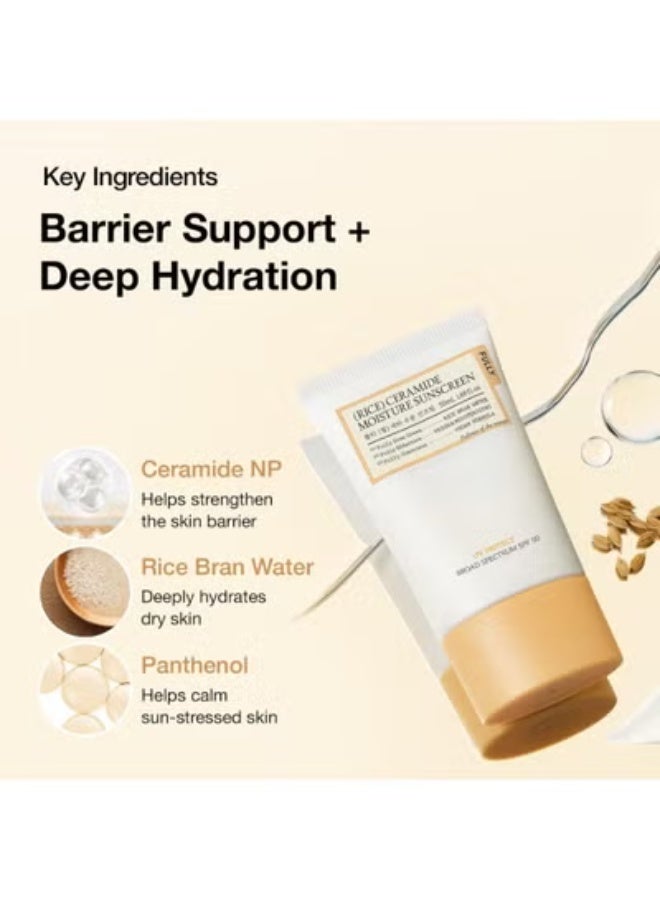 Fully Rice Ceramide Moisture Sunscreen with Panthenol, SPF 50 Broad Spectrum, Korean Sunscreen for All Skin Types, No White Cast, Lightweight, Hydrating, Vegan, Korean Skin Care, 1.69 fl. oz. - Image 5