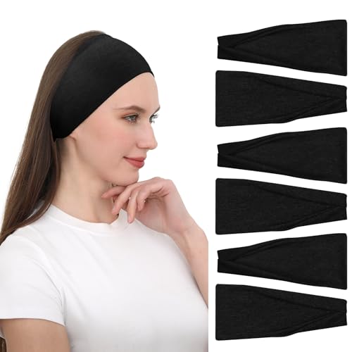 RITOPER Black Workout Head Bands for Women's Hair, Buttery Soft Non Slip Wide Thick Headbands, Solid Headband Hair Bands for Yoga, Running, Spa Day, Sports, Travel, Fashion - Image 1