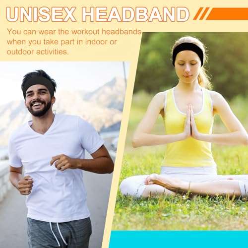 RITOPER Black Workout Head Bands for Women's Hair, Buttery Soft Non Slip Wide Thick Headbands, Solid Headband Hair Bands for Yoga, Running, Spa Day, Sports, Travel, Fashion - Image 5
