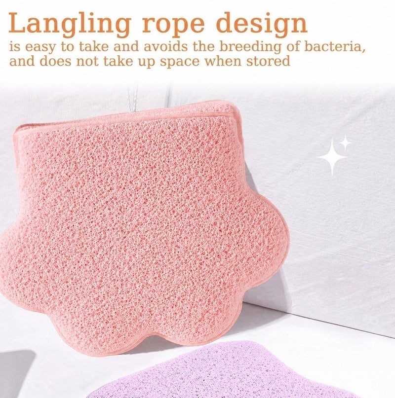 O2. Pink 2PCS Cat Paw Facial Cleansing Puffs with Finger Pocket, Reusable Soft Face Wash Sponges for Makeup Removal and Daily Skincare, 13 x 10.8 cm - Image 4