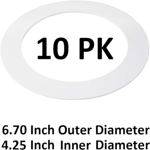 harrrrd 10 Pack Gloss White Goof Trim Ring for 4" Inch Recessed Can Lighting Down Light, Outer Diameter 6.7 Inches, Inner Diameter 4.2 Inches… - Image 2