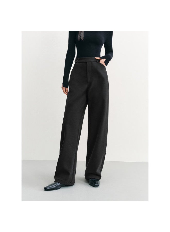 Waxbird Peacebird Women's Casual High-waist Simple Banana Pants Autumn Winter Soft Curved Trousers Black S - Image 1