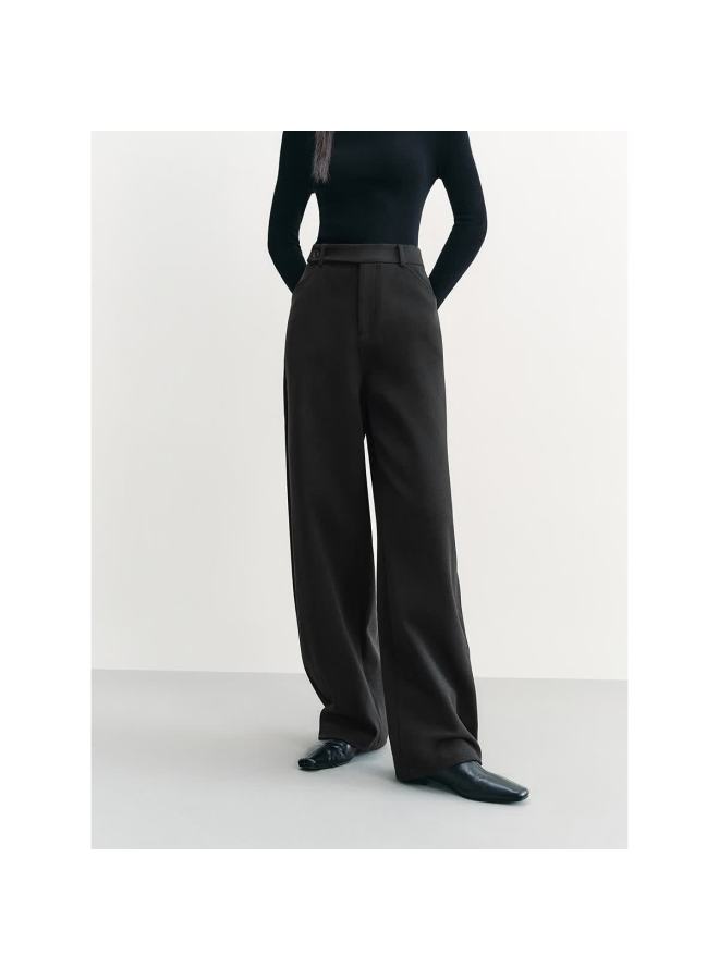 Waxbird Peacebird Women's Casual High-waist Simple Banana Pants Autumn Winter Soft Curved Trousers Black S - Image 3