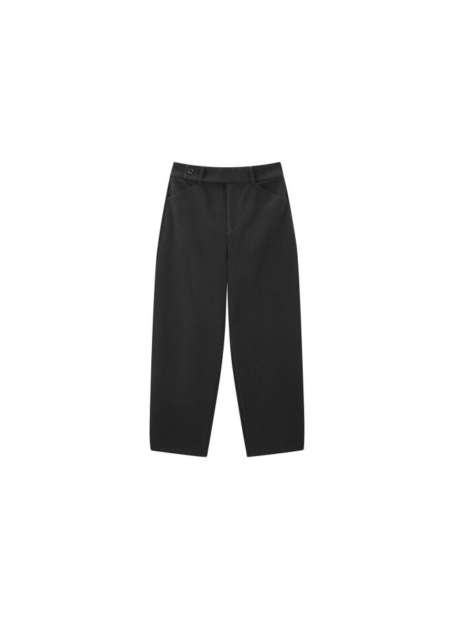 Waxbird Peacebird Women's Casual High-waist Simple Banana Pants Autumn Winter Soft Curved Trousers Black S - Image 5