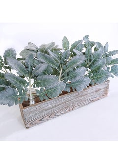 KASTWAVE Artificial Flocked Lambs Ear Leaves, 8Pcs Stems Flocked Oak Leaves, Sprays Flocked Branches Green Twigs for Home Wedding DIY Floral Arrangement Vase Bouquet Wreath  - Image 4