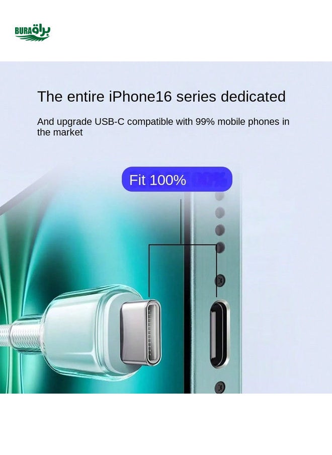 PD20W ثنائي رأس البيانات كبل كبل الكابل C لاكتب C كبل بيانات شحن سريع للغاية ، مناسب لشرف XiaomiredMi Poco Oppo OnePlus iPhone 15 ملحقات الهاتف المحمول سيارة الشاحن عالي السرعة نوع C كبل الشحن C.