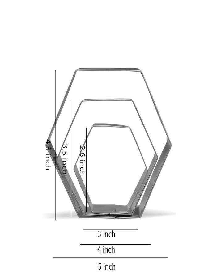 Keewah Large Hexagon Cookie Cutter Set - 5”,4”,3” - 3 Piece - Stainless Steel - Image 2