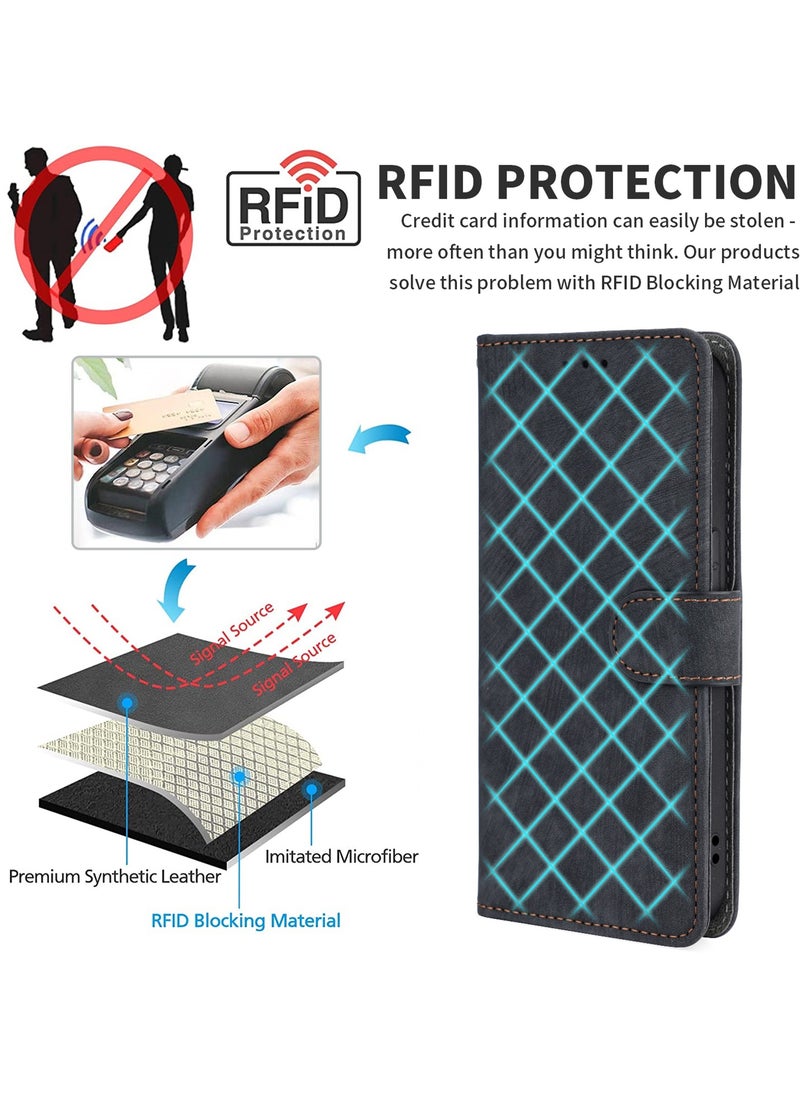 Phone Case for Tecno Spark Go 1 4G/ Tecno Pop 9 4G with RFID Security Protection Flip PU Leather Wallet Case with Card Holder Shockproof Protective Cover