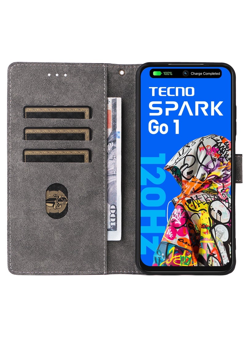 Phone Case for Tecno Spark Go 1 4G/ Tecno Pop 9 4G with RFID Security Protection Flip PU Leather Wallet Case with Card Holder Shockproof Protective Cover