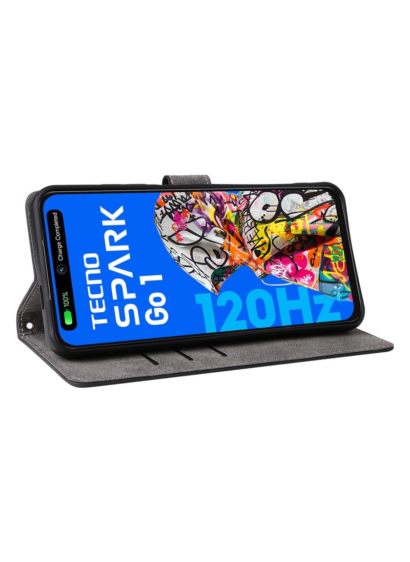 Phone Case for Tecno Spark Go 1 4G/ Tecno Pop 9 4G with RFID Security Protection Flip PU Leather Wallet Case with Card Holder Shockproof Protective Cover
