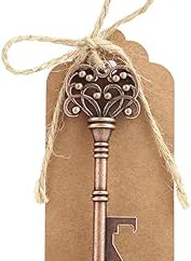 Vintage Key Shaped Bottle Opener Set 12pcs Alloy Keychain With Tags Copper Color - Image 1