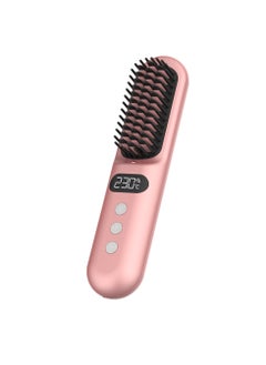 Tornado Keratiner 5000 mAH Cordless Hair Straightener Brush - Upgrade Portable Straightening Brush for Travel, Mini Hot Straightening Comb for Women, Ceramic Coating, Lightweight for Touch-ups,Anti-Scald, PINK  - Image 1