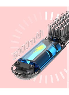 Tornado Keratiner 5000 mAH Cordless Hair Straightener Brush - Upgrade Portable Straightening Brush for Travel, Mini Hot Straightening Comb for Women, Ceramic Coating, Lightweight for Touch-ups,Anti-Scald, PINK  - Image 4