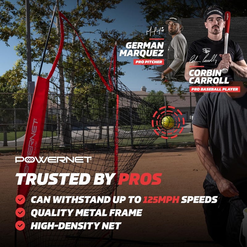 PowerNet 7x7 FT Pitch-Thru Protection Pitching Screen for Softball, 49 Sq Ft Barrier Net Only or Net + Frame, Portable Pitching & Batting Practice Net, Open Area in Net for Ball to Pass Through - Image 2