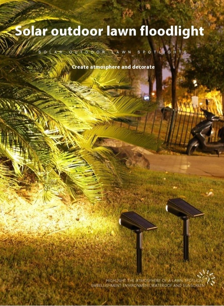SISGL مصباح حديقة LED شمسي خارجي، أضواء كاشفة شمسية للحديقة الخارجية، أضواء مناظر طبيعية شمسية مقاومة للماء IP65 2 في 1، أضواء حائط حديقة شمسية قابلة للتعديل باللون الأبيض البارد لتزيين الفناء ومسار السباحة والشرفة وممر الحديقة. - Image 2