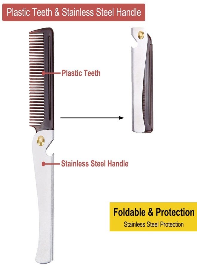 KEEKOS Stainless Steel Folding Comb, Pocket Comb for Men and Women, Silver - Image 3