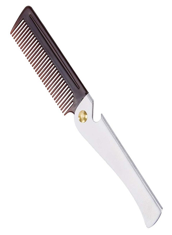 KEEKOS Stainless Steel Folding Comb, Pocket Comb for Men and Women, Silver - Image 1