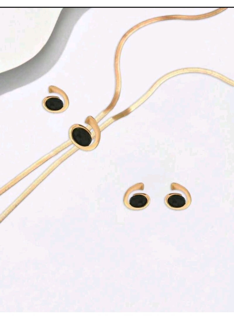 Shein 4pcs/Set Summer New Creative Long Tassel Y-Shape Floral Fashion Minimalist Elegant Versatile Necklace & Earrings Set - Image 3