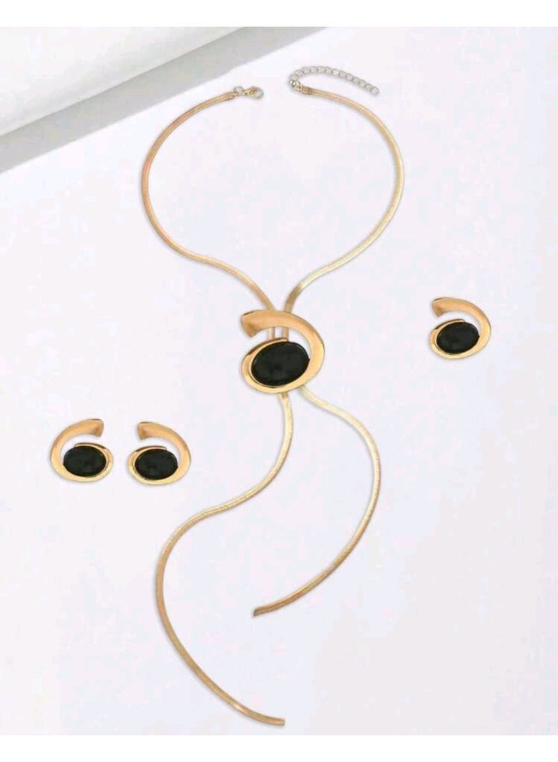 Shein 4pcs/Set Summer New Creative Long Tassel Y-Shape Floral Fashion Minimalist Elegant Versatile Necklace & Earrings Set - Image 4