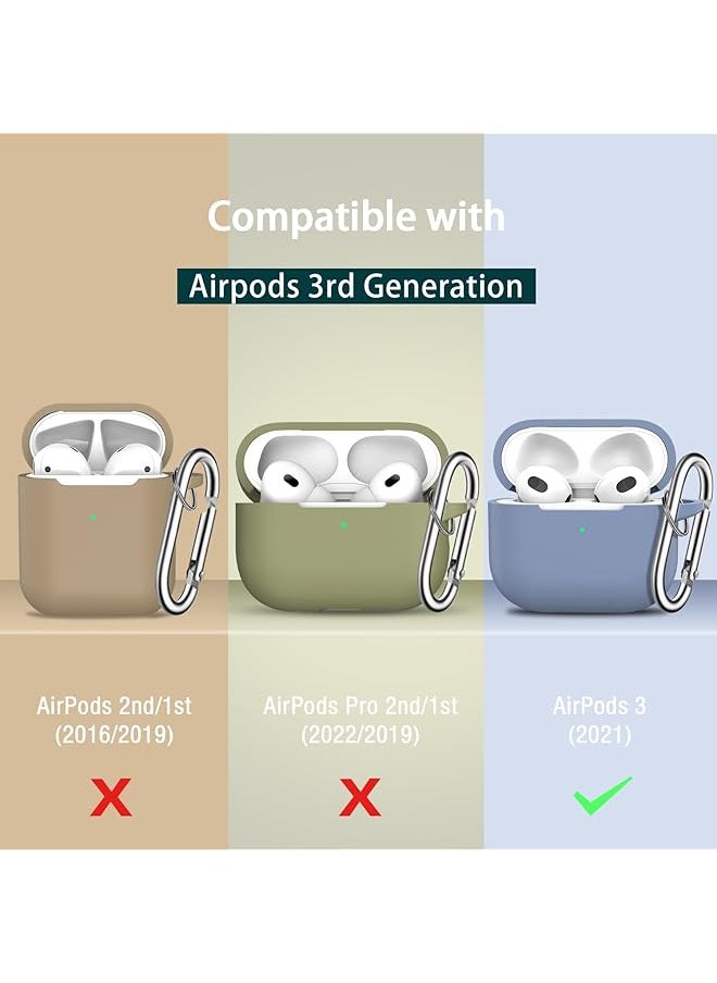 erorex - Compatible With Airpods 3Rd Generation 2021 Charging Case Cover Soft Silicone Protective Case Compatible With Airpod 3 Gen With Cleaner Kit & Keychain Blue Gray - Image 1