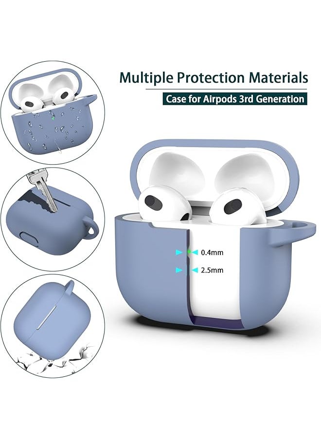erorex - Compatible With Airpods 3Rd Generation 2021 Charging Case Cover Soft Silicone Protective Case Compatible With Airpod 3 Gen With Cleaner Kit & Keychain Blue Gray - Image 1