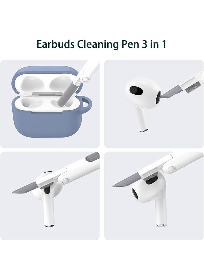 erorex - Compatible With Airpods 3Rd Generation 2021 Charging Case Cover Soft Silicone Protective Case Compatible With Airpod 3 Gen With Cleaner Kit & Keychain Blue Gray - Image 1