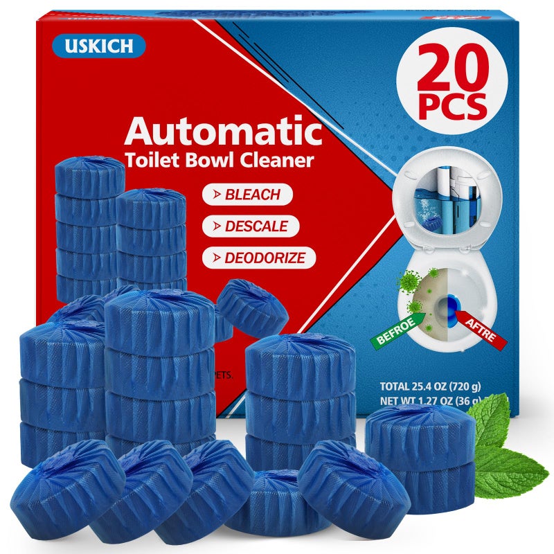 USKICH Toilet Bowl Cleaner Tablets Bathroom Automatic Toilet Tank Cleaners with Bleach, Slow-Releasing Household Toilet Cleaners for Deodorizing - Image 1