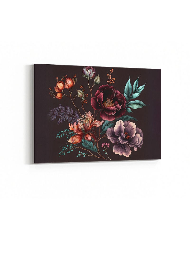 لوحة كانفاس على إطار خشبي، تصميم نمط فنى من الورد، بمنظر أفقي، للمنزل، غرفة المعيشة، المكتب، الديكور - Image 1