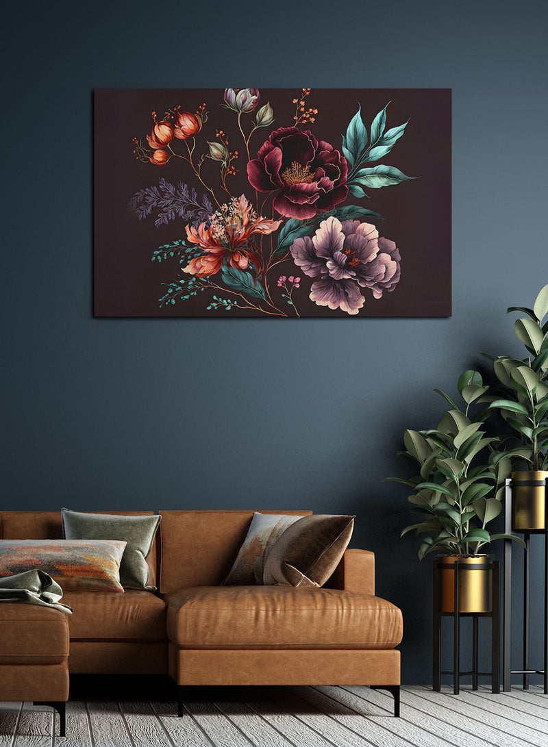 لوحة كانفاس على إطار خشبي، تصميم نمط فنى من الورد، بمنظر أفقي، للمنزل، غرفة المعيشة، المكتب، الديكور - Image 2