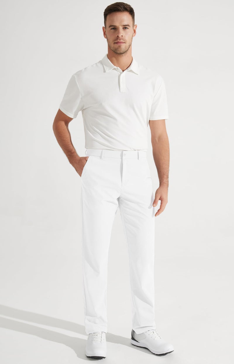 Libin Mens Golf Pants Stretch Work Dress Pants 30" Quick Dry Lightweight Business Casual Pant for Men Comfy Water Resistant, White, 30W x 30L - Image 2