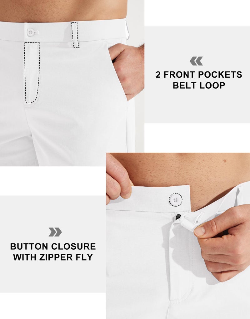 Libin Mens Golf Pants Stretch Work Dress Pants 30" Quick Dry Lightweight Business Casual Pant for Men Comfy Water Resistant, White, 30W x 30L - Image 4