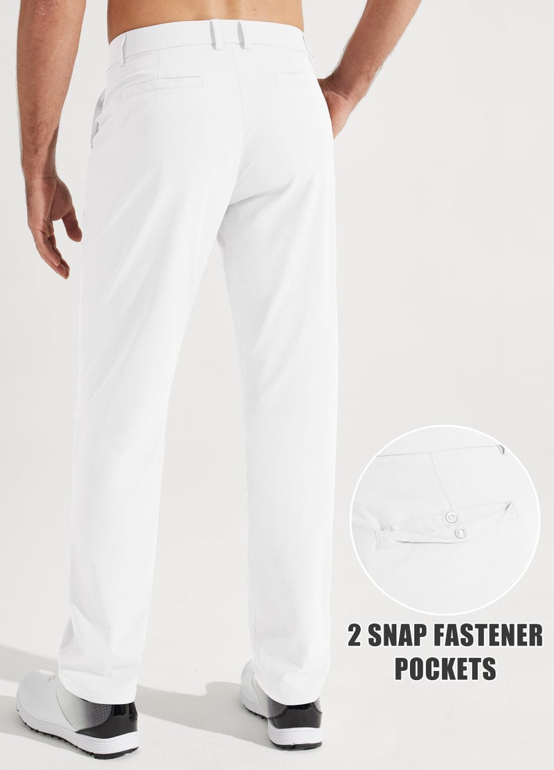 Libin Mens Golf Pants Stretch Work Dress Pants 30" Quick Dry Lightweight Business Casual Pant for Men Comfy Water Resistant, White, 30W x 30L - Image 3
