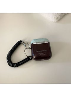Chocolate Splash Ink Suitable For Airpods Earphone Shell 1/2 Generation Bluetooth Pro3 Generation Soft Shell 2/3 Generation Hanging Chain-Color:Chocolate Splash Ink + Hanging Chain-Applicable Model:Airpods 4th Generation