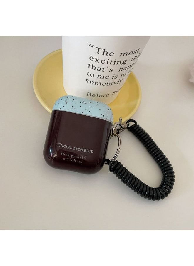 Generic - Chocolate Splash Ink Suitable For Airpods Earphone Shell 1/2 Generation Bluetooth Pro3 Generation Soft Shell 2/3 Generation Hanging Chain-Color:Chocolate Splash Ink + Hanging Chain-Applicable Model:Airpods 4th Generation - Image 1