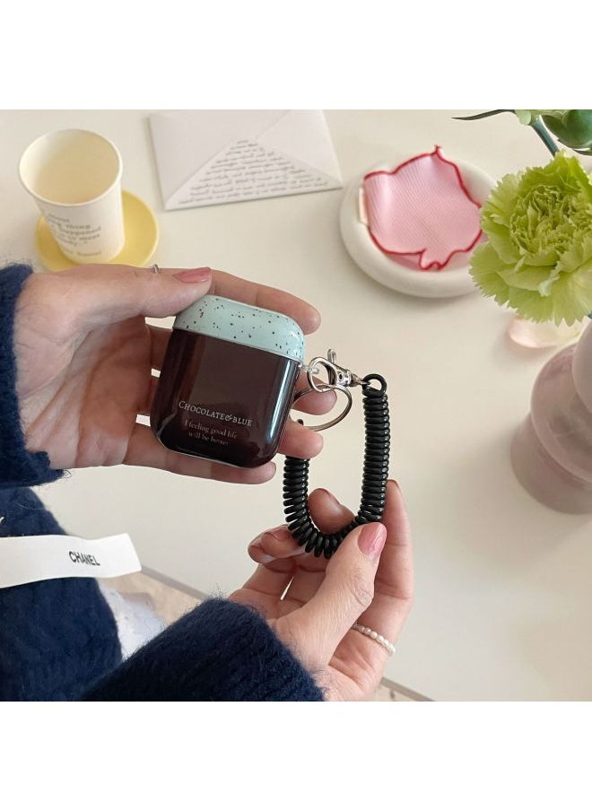 Generic - Chocolate Splash Ink Suitable For Airpods Earphone Shell 1/2 Generation Bluetooth Pro3 Generation Soft Shell 2/3 Generation Hanging Chain-Color:Chocolate Splash Ink + Hanging Chain-Applicable Model:Airpods 4th Generation - Image 1