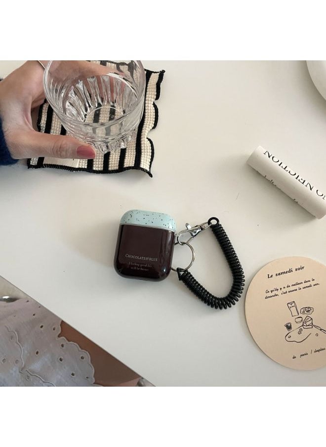 Generic - Chocolate Splash Ink Suitable For Airpods Earphone Shell 1/2 Generation Bluetooth Pro3 Generation Soft Shell 2/3 Generation Hanging Chain-Color:Chocolate Splash Ink + Hanging Chain-Applicable Model:Airpods 4th Generation - Image 1