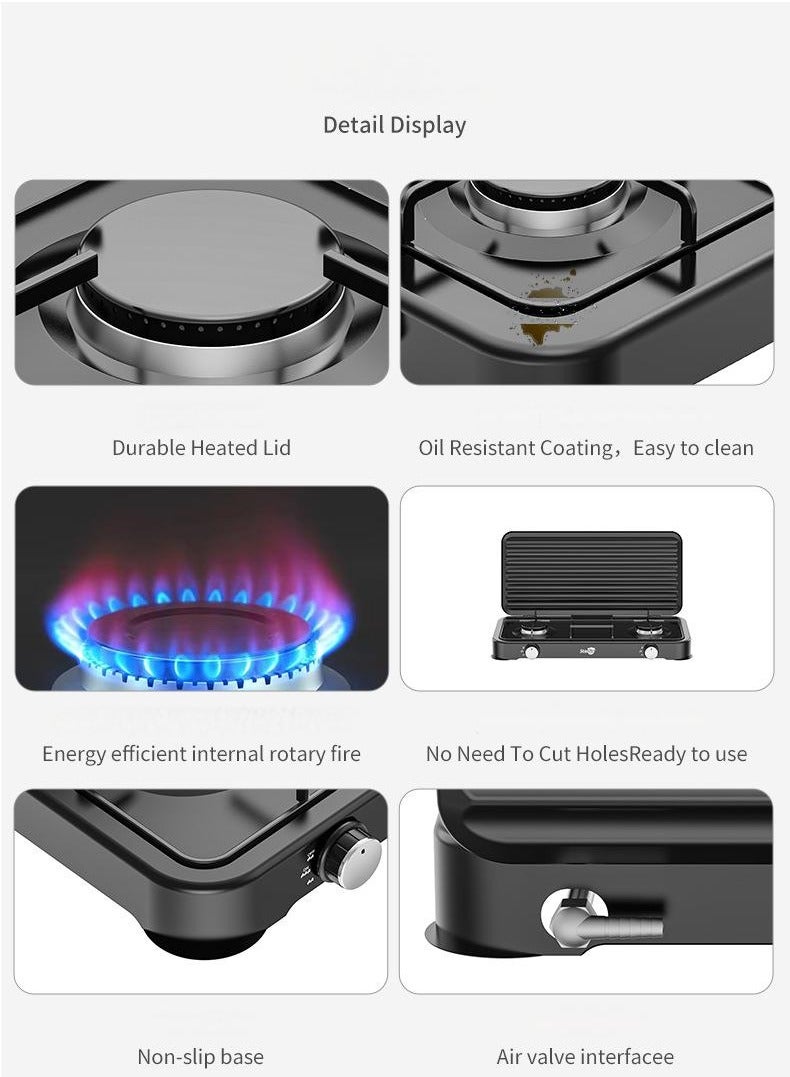 أوشن موقد غاز ذو شعلتين - حل طهي فعال ومتين وعالي الجودة مناسب للسفر العائلي والتخييم - Image 3