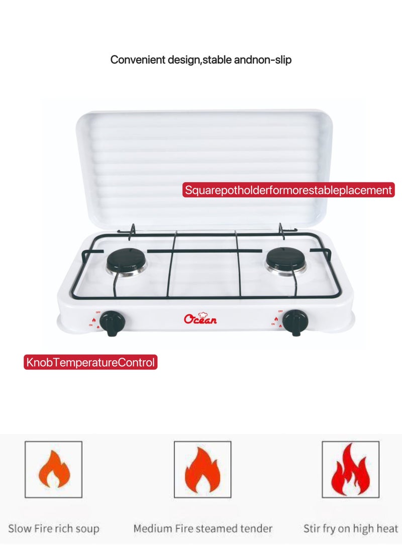 أوشن موقد غاز ذو شعلتين - حل طهي فعال ومتين وعالي الجودة مناسب للسفر العائلي والتخييم - Image 2