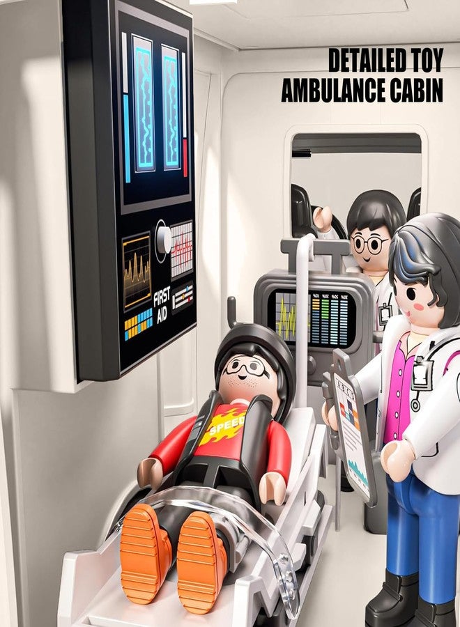 Doloowee Ambulance Toy Truck for Kids 3-8, Large Toy Cars with Lights & Sounds, Emergency Vehicle Toddler Toys, Rescue Role Playset, Play & Learn Toddler Toys Ages 3 4 5 6 7 8 9 10 11 12 - Image 4