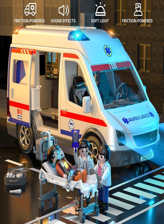 Doloowee Ambulance Toy Truck for Kids 3-8, Large Toy Cars with Lights & Sounds, Emergency Vehicle Toddler Toys, Rescue Role Playset, Play & Learn Toddler Toys Ages 3 4 5 6 7 8 9 10 11 12 - Image 2