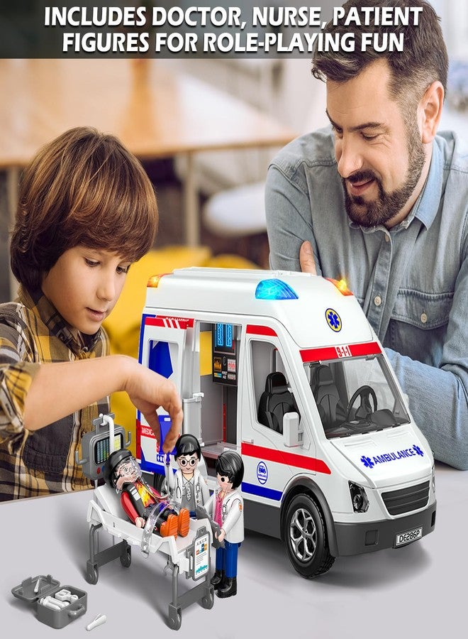 Doloowee Ambulance Toy Truck for Kids 3-8, Large Toy Cars with Lights & Sounds, Emergency Vehicle Toddler Toys, Rescue Role Playset, Play & Learn Toddler Toys Ages 3 4 5 6 7 8 9 10 11 12 - Image 5