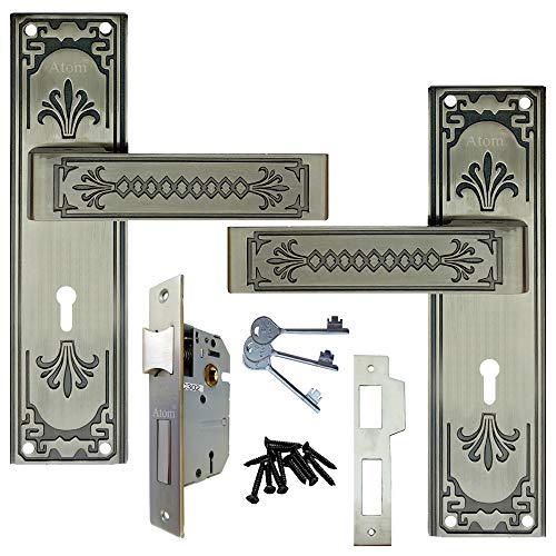 Atom Heavy Duty Mortise Door Lock for Bedroom, Living Room, Main Door, Black Silver Finish | 3 Keys | 6 Lever Double Stage Lockset for House Hotel Office(O37KY) - Image 1