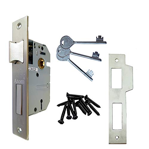 Atom Heavy Duty Mortise Door Lock for Bedroom, Living Room, Main Door, Black Silver Finish | 3 Keys | 6 Lever Double Stage Lockset for House Hotel Office(O37KY) - Image 4